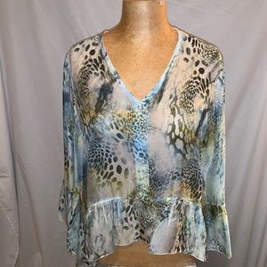 LOLA CAMICIA animal print high/low blouse NWT